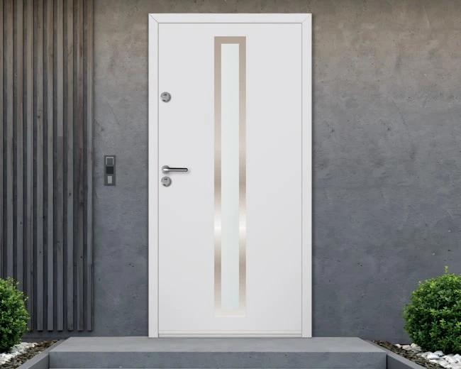 Входна врата Unison Термо + модел Basic, Бял Мат