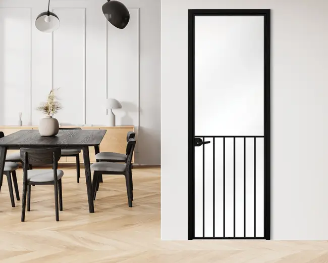 Стъклена интериорна врата, Lusso L-1 Черен Мат