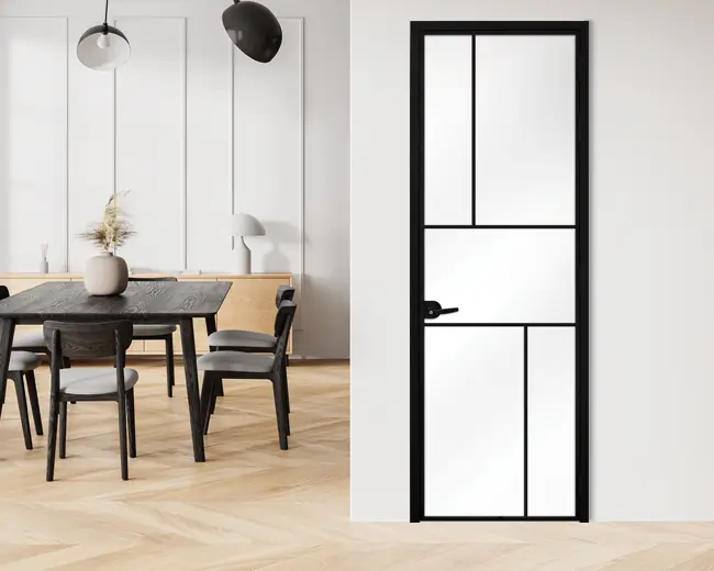 Стъклена интериорна врата, Lusso L-10 Черен Мат