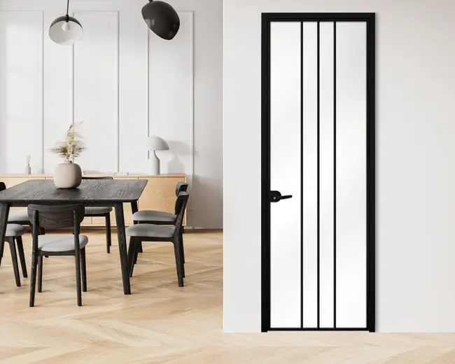 Стъклена интериорна врата, Lusso L-2 Черен Мат