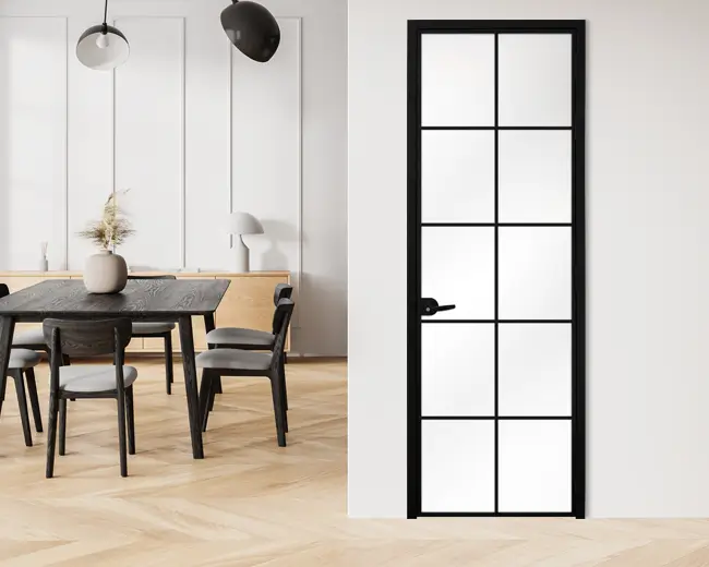 Стъклена интериорна врата, Lusso L-3 Черен Мат