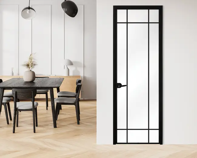 Стъклена интериорна врата, Lusso L-4 Черен Мат