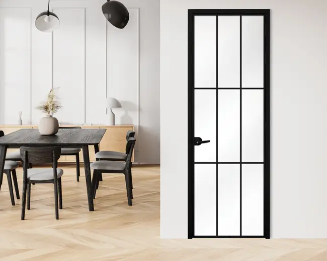 Стъклена интериорна врата, Lusso L-5 Черен Мат