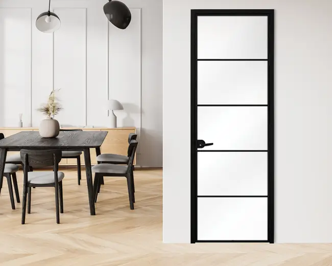 Стъклена интериорна врата, Lusso L-6 Черен Мат