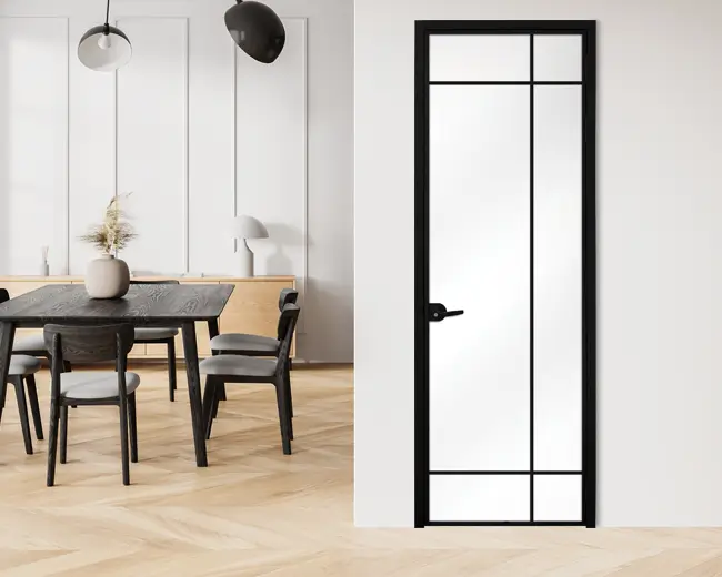 Стъклена интериорна врата, Lusso L-8 Черен Мат