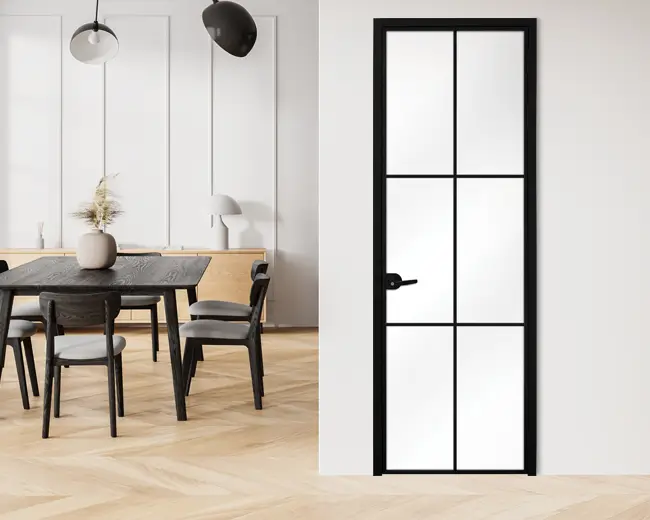 Стъклена интериорна врата, Lusso L-9 Черен Мат